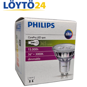 Philips CorePro LEDspot GU10 5W (50W) 3000K Himmennettävä | 12 kpl säästöpakkaus